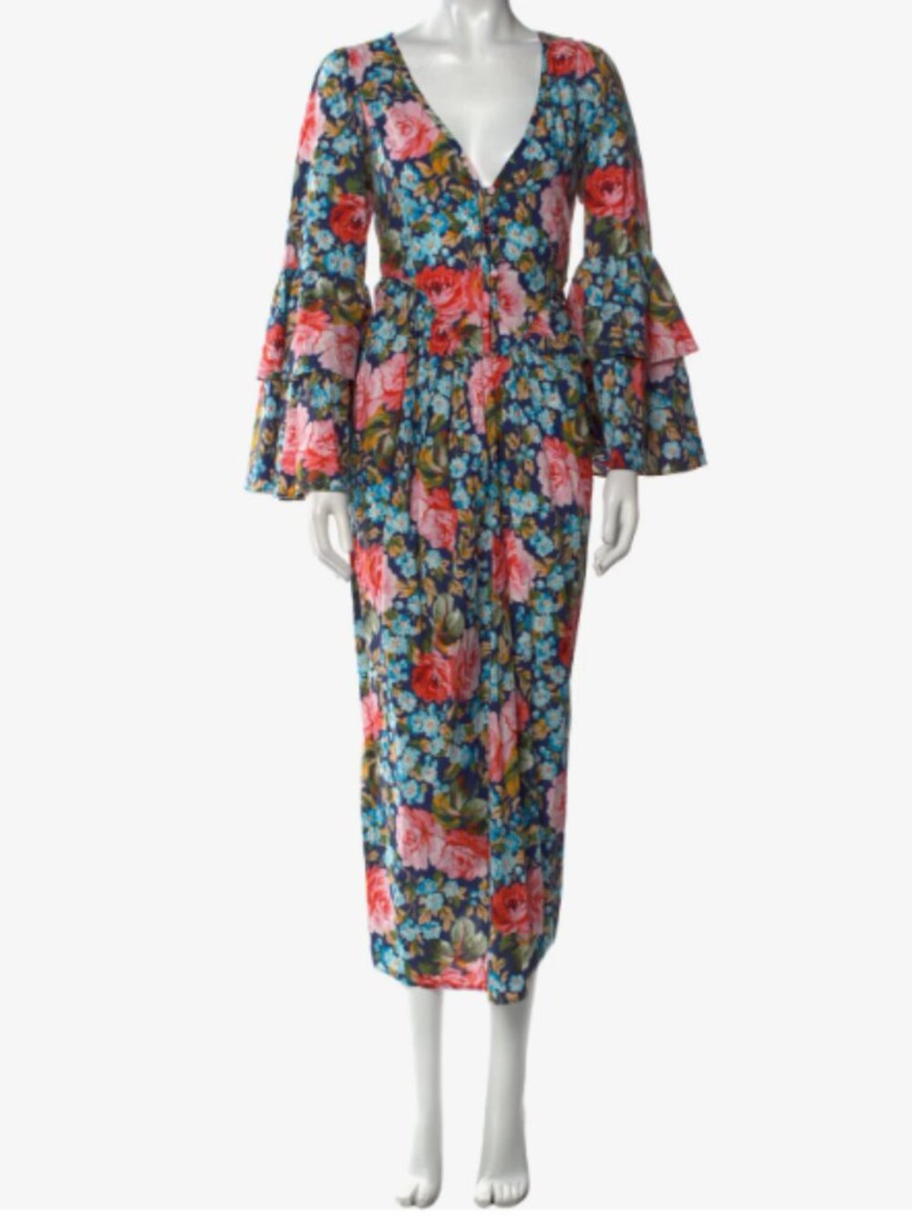 Batsheva x Laura Ashley Floral Midi Dress, Medium, Ruffles, Romantic